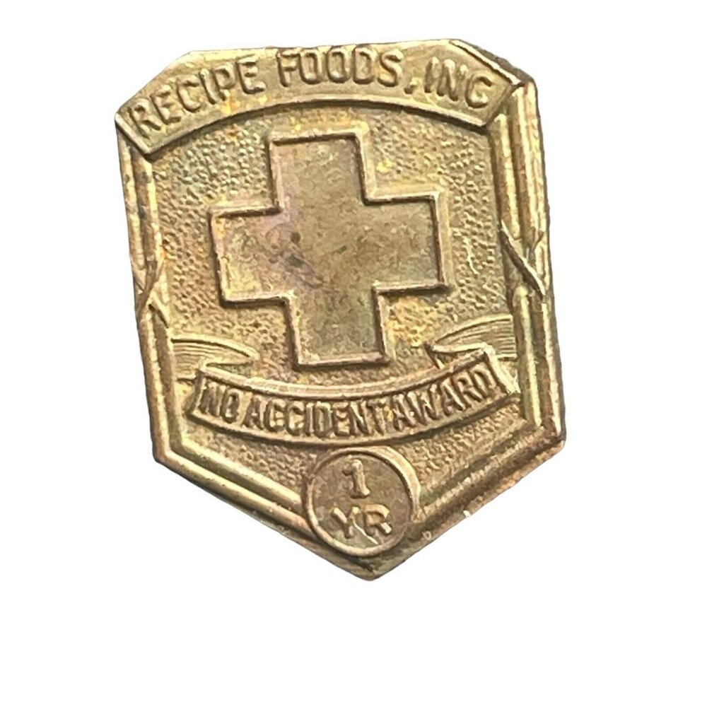 Honor Award Pin 1940s No Accident Recipe First vintage Pinback Button No Back